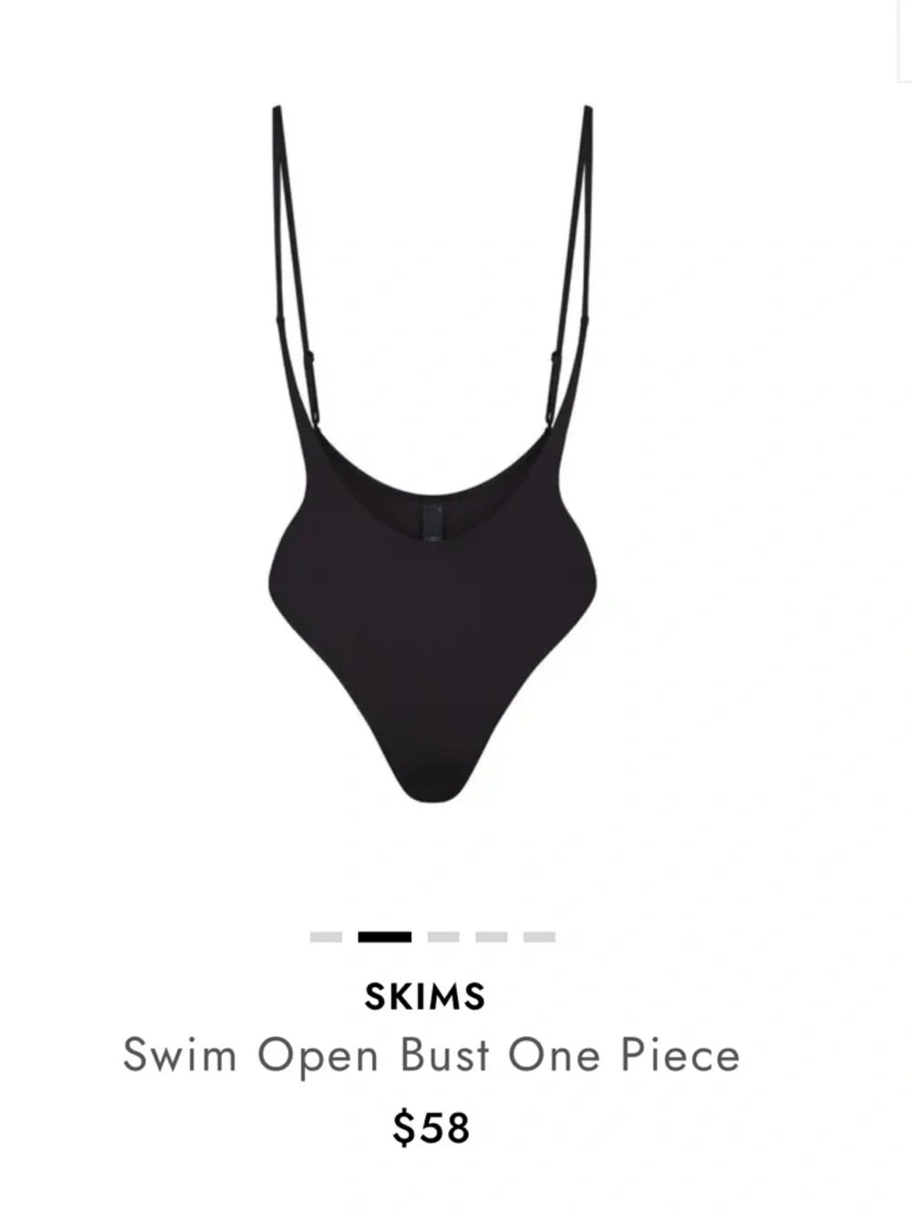 SKIMS Swim Open Bust One Piece Onyx Black Size L NWT